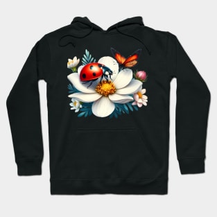 A ladybug and a butterfly decorated with beautiful colorful flowers. Hoodie